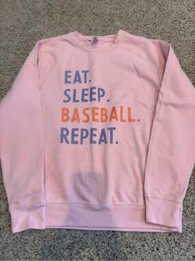Pink 'Eat. Sleep. Baseball. Repeat.' Crewneck Sweatshirt